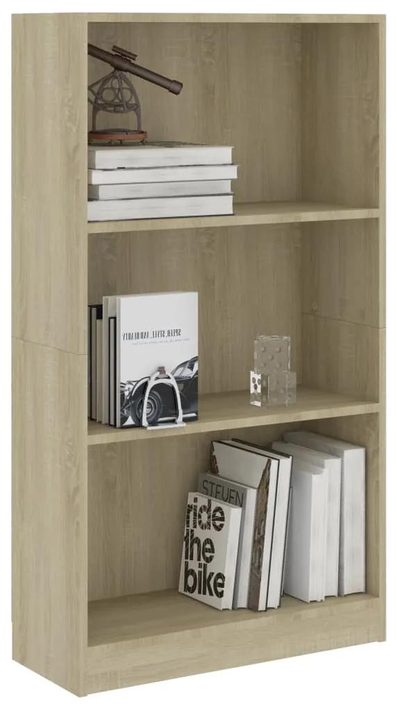 Libreria a 3 ripiani sonoma 60x24x109 cm in legno multistrato