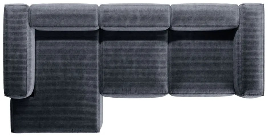 Divano angolare blu polveroso (con penisola a sinistra/con chaise lounge) con rivestimento in velluto a coste Bergamo – Cosmopolitan Design