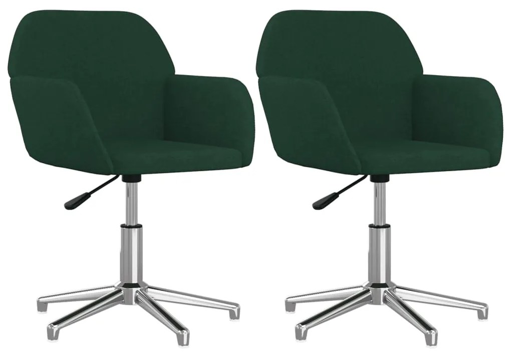 Sedie da pranzo girevoli 2 pz verde scuro in tessuto