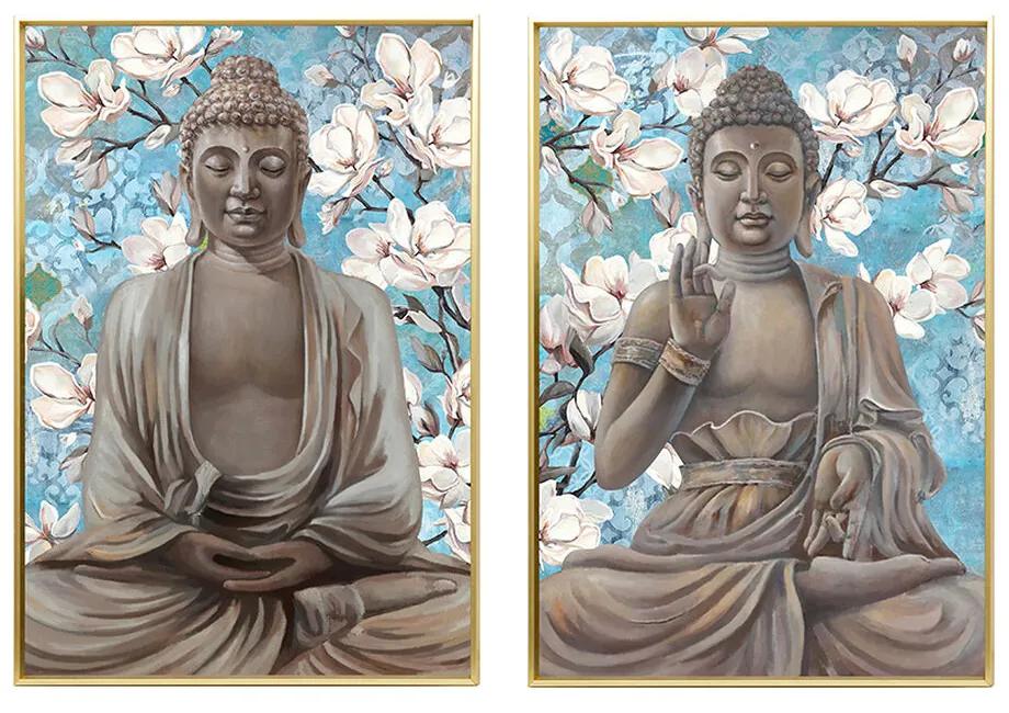 Quadro DKD Home Decor Buddha Orientale (51,5 x 3,5 x 71,5 cm) (2 Unità)