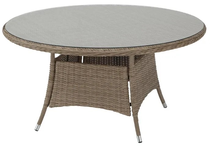 Tavolo da pranzo per giardino Costa Rica NATERIAL in alluminio con piano in vetro traslucido per 6 persone Ø 140 cm