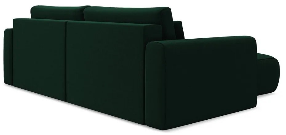 Divano angolare verde allungabile/con contenitore (con penisola a sinistra/con chaise lounge) con rivestimento in velluto Kapua – Makamii