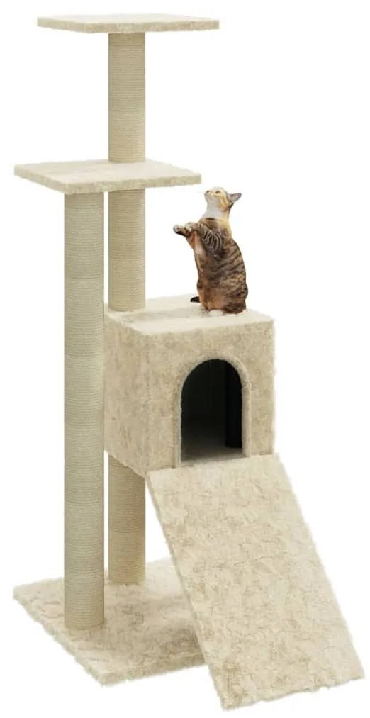 Albero per gatti con tiragraffi in sisal crema 92 cm