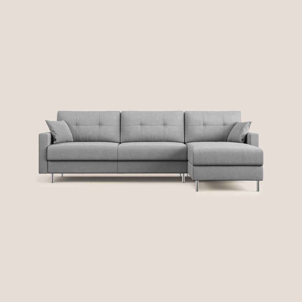 Megan divano letto angolare in microfibra smacchiabile T11 grigio