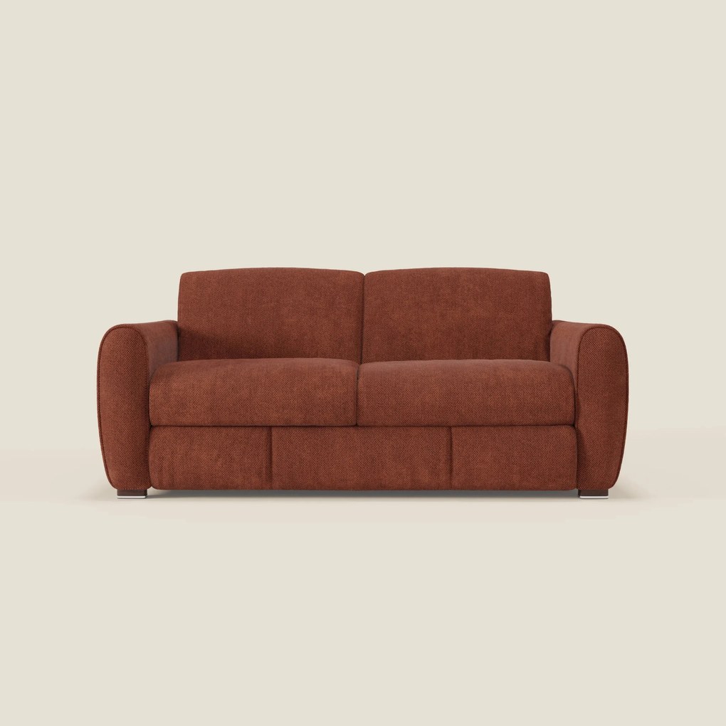 Kaleo Divano letto moderno con materasso H17 cm - in raffinato tessuto impermeabile T26 arancione ruggine