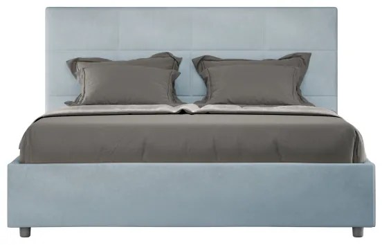 Letto matrimoniale e rete 160x190 in microfibra azzurro Mika