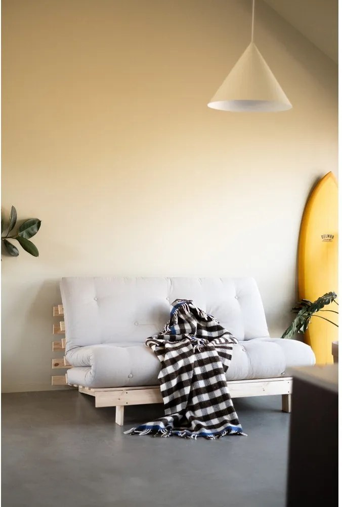 Divano greige allungabile con rivestimento in lino 160 cm Roots – Karup Design