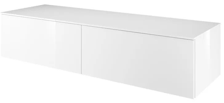 Mobile da bagno sotto lavabo Neo bianco laccato lucido L 150 x H 33 x P 48 cm 2 cassetti, lavabo non incluso