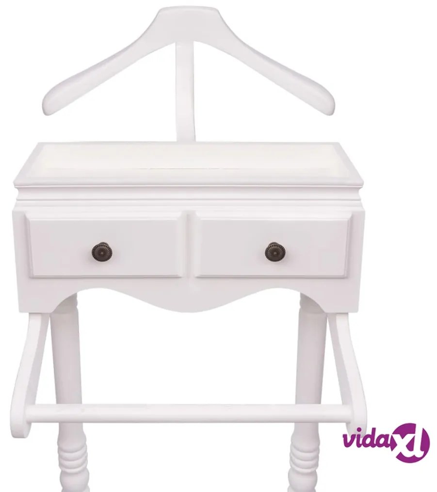vidaXL Appendiabiti con Armadietto in Legno Bianco