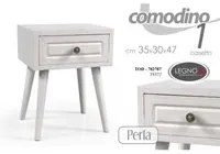 Comodino bianco anticato con cassetto cm 35 x 30 x 47 h