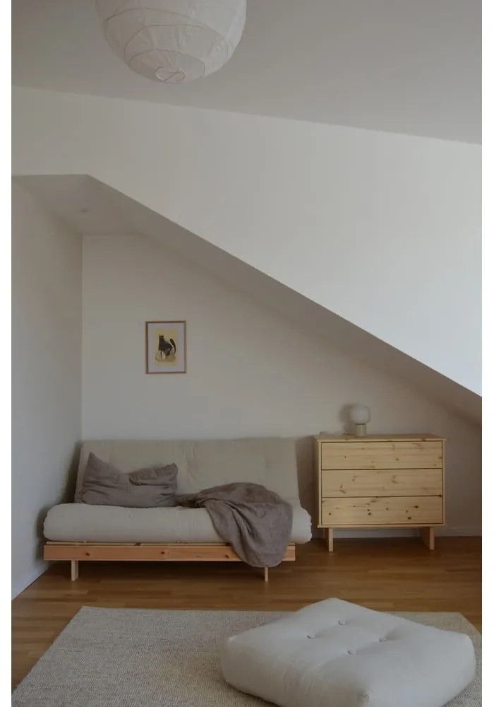 Divano greige allungabile con rivestimento in lino 160 cm Roots – Karup Design