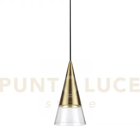 Cono sospensione 1 luce attacco gu10 lampadina inclusa 15cm ottone