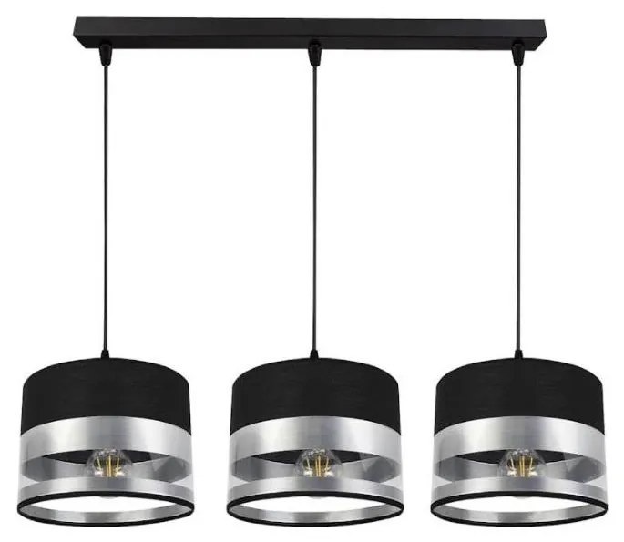 Lampadario su filo MILO 3xE27/60W/230V argento/nero