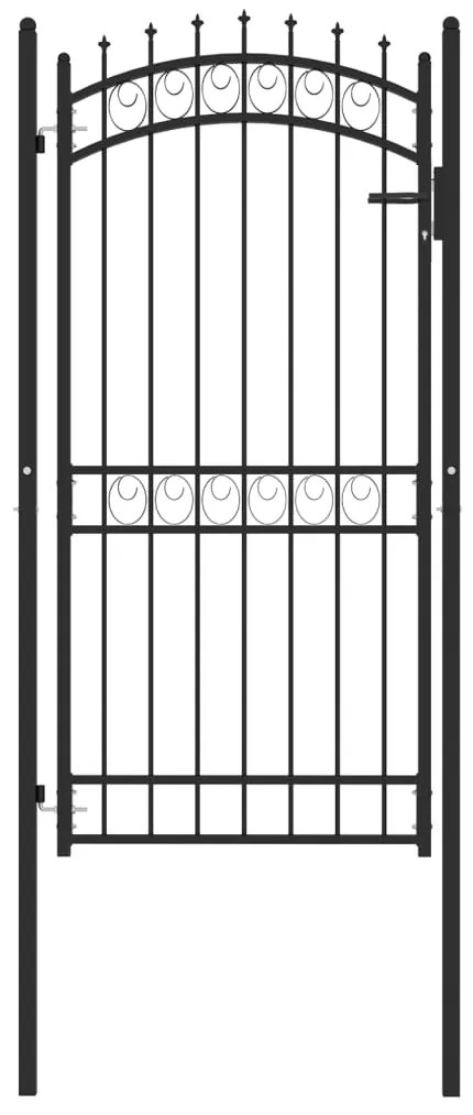 Cancello Per Recinzione Con Punte İn Acciaio 100x200 Cm Nero /