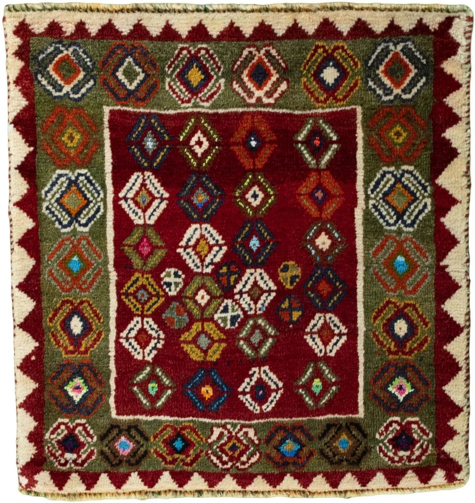 Shiraz Tappeto 60x60 Rosso (Iran) Annodato A Mano