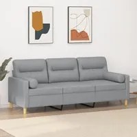 Divano a 3 Posti con Cuscini Grigio Chiaro 180 cm in Tessutocod mxl 126826