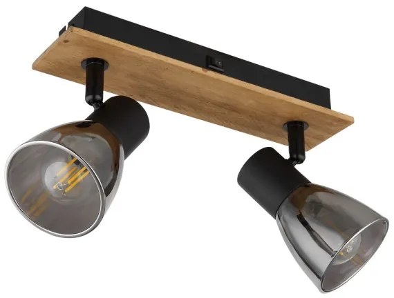 Globo 54307-2W - Faretto da parete CLAUDE 2xE14/40W/230V nero/legno