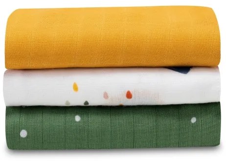 Lionelo - Set da 3 mussole in bambù 70x70 cm Dino