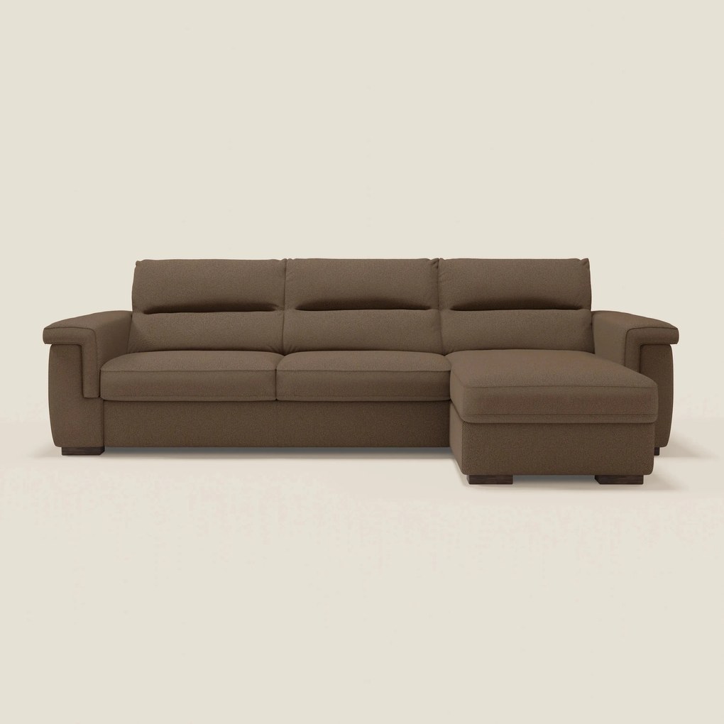 Magnolia divano letto angolare con Penisola Contenitore - Materasso H18 cm in tessuto smacchiabile T05 marrone