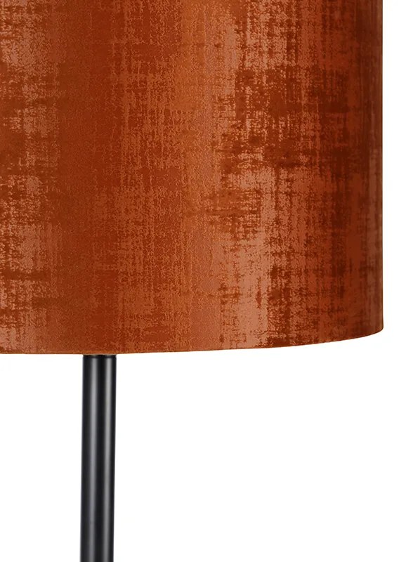 Lampada da terra con paralume in velluto nero arancio 40 cm - Simplo