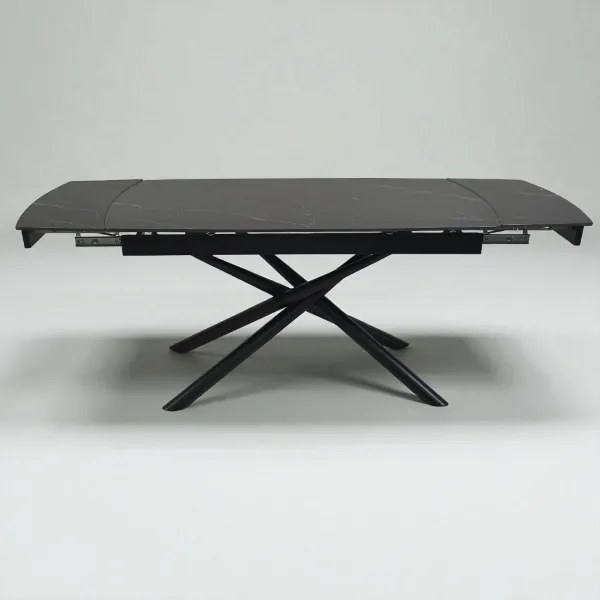 Tavolo moderno allungabile Veral 160-240x90 cm top marmo e struttura nera