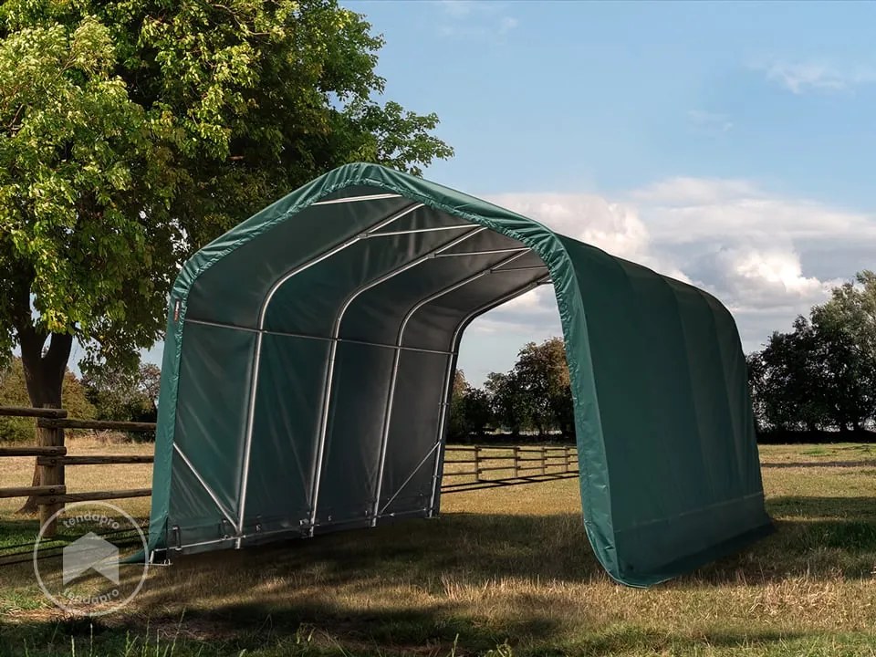 TOOLPORT Tenda da pascolo 3,3x7,2m, verde scuro, Telo in PVC, fissaggio per cemento - (99553)