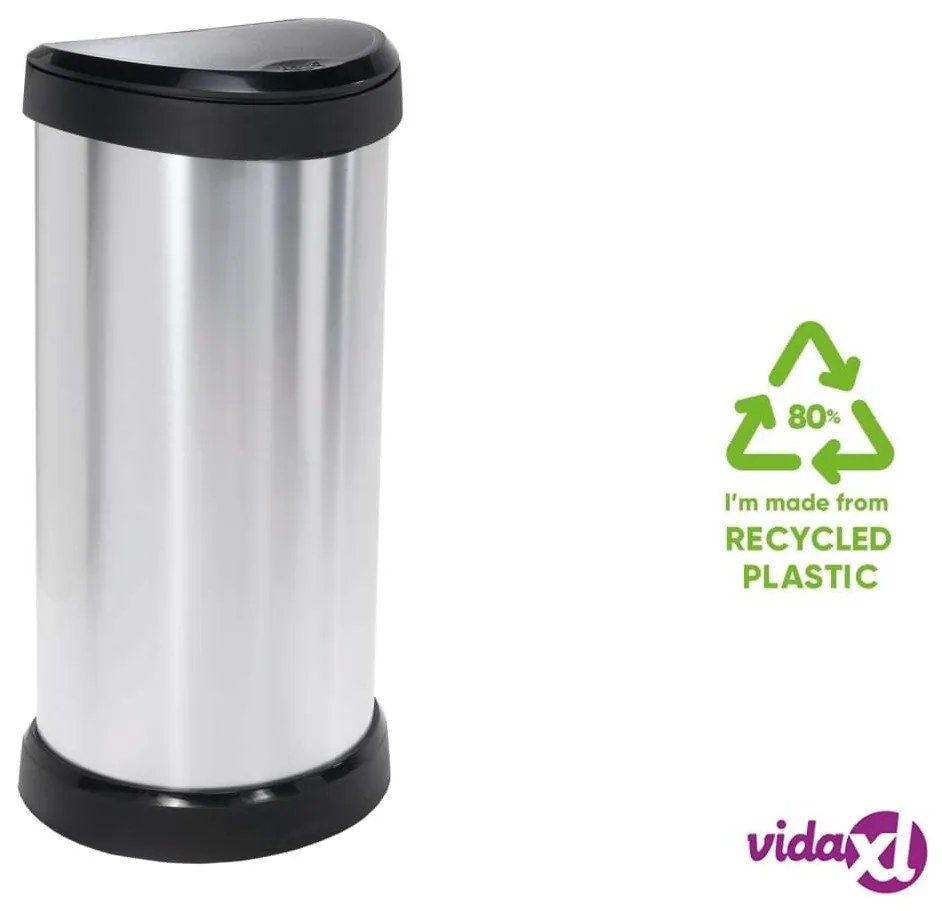 Curver Pattumiera a Pedale Deco Ovale 40 L Argento