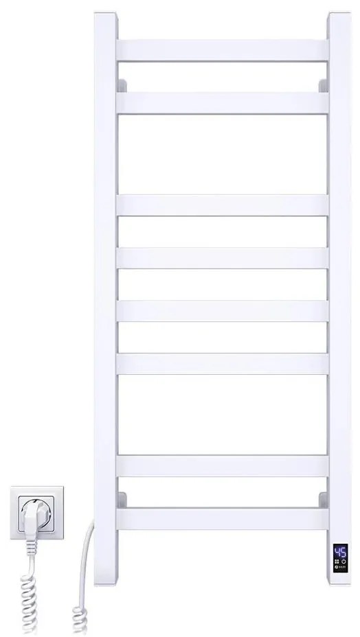 Scaldasalviette a pioli per bagno AVANGARD con termostato, 251 W / 230 V, 80,6 cm, IP44, bianco, sinistro
