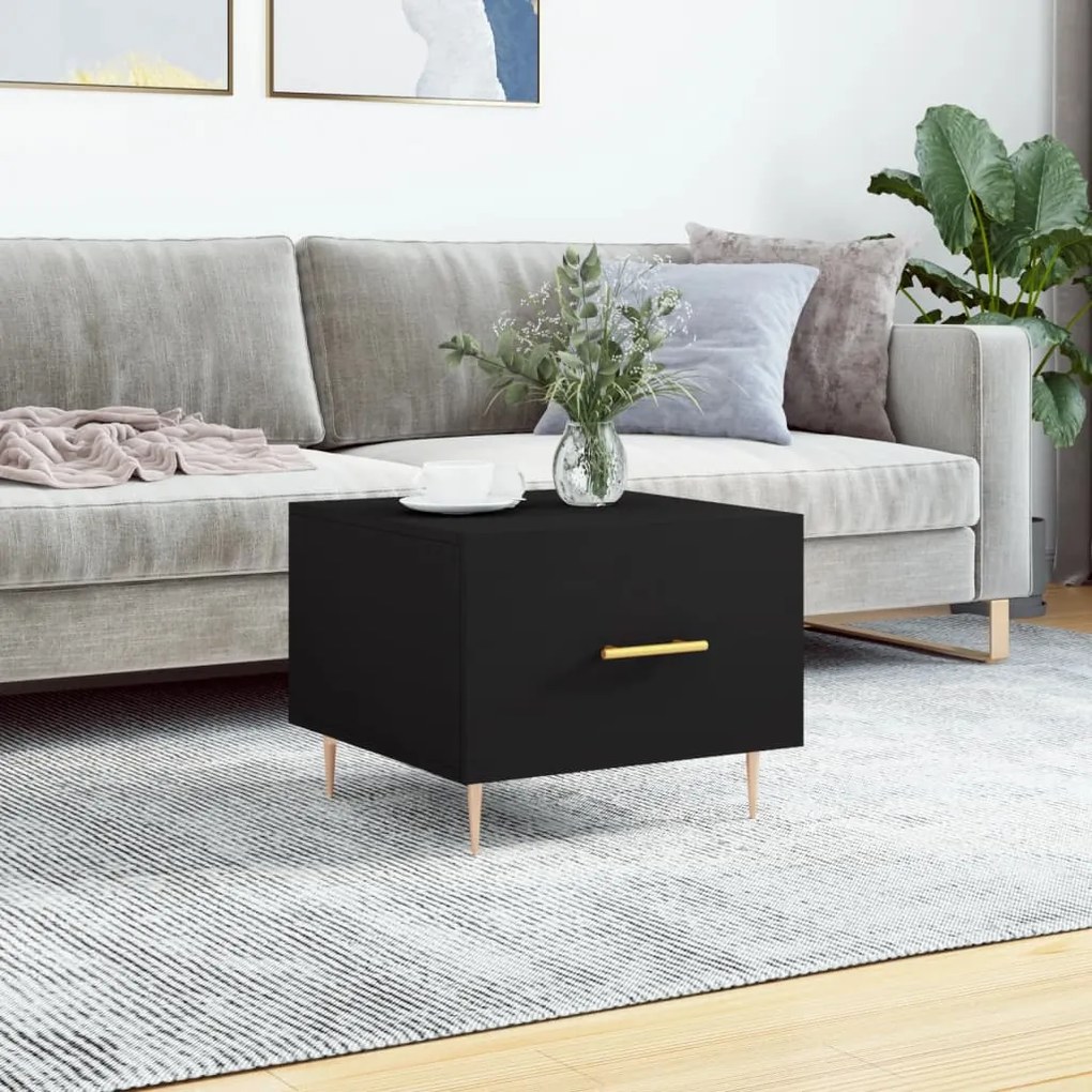 Tavolino Da Salotto Nero 50x50x40 Cm İn Legno Multistrato /