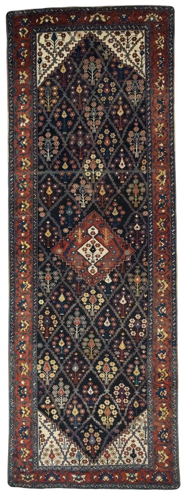 Bakhtiar Tappeto 570x200 Blu (Iran) Annodato A Mano