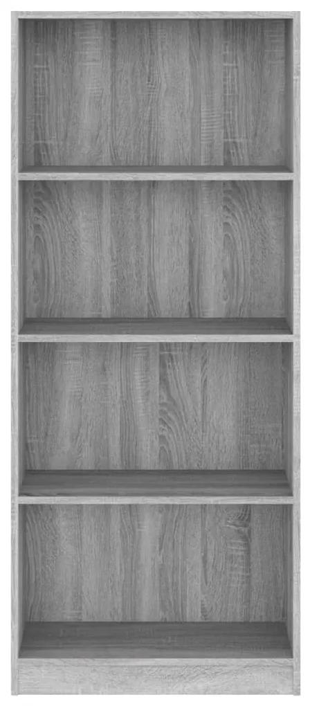Libreria 4 ripiani grigio sonoma 60x24x142 cm legno multistrato