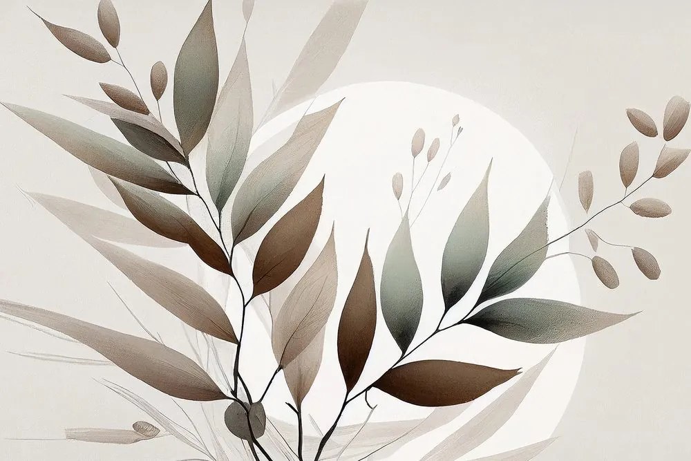 Stampa su tela – Foglie minimaliste in design boho