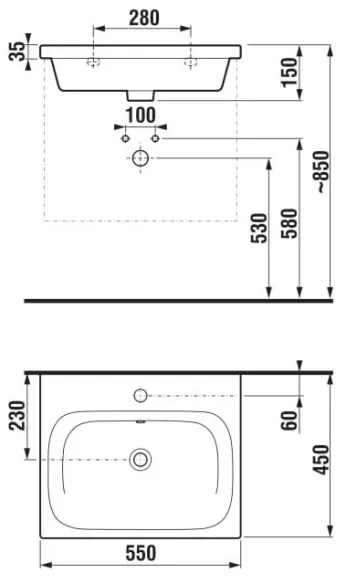 JIKA H8127127161041 - Lavabo sospeso MIO 55x45 cm ceramica nera opaca