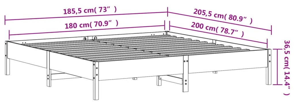 Giroletto 180x200 cm in Legno Massello di Pino