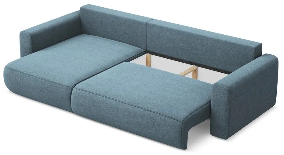 Divano angolare azzurro allungabile/con contenitore (con penisola a sinistra/con chaise lounge) Kapua – Makamii