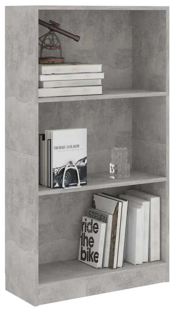 Libreria a 3 ripiani cemento 60x24x109 cm in legno multistrato