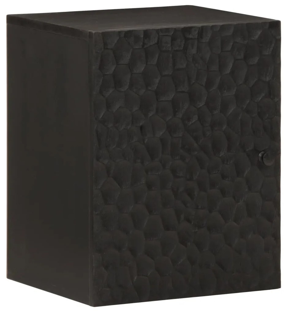 Mobile Da Bagno A Parete Nero 38x33x48 Cm Legno Massello Mango /