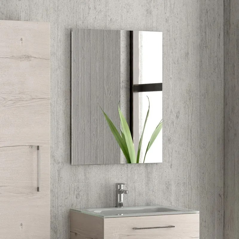 Composizione lavabo bagno con mobile 60 cm, colonna e specchio EL-60B - KAMALU