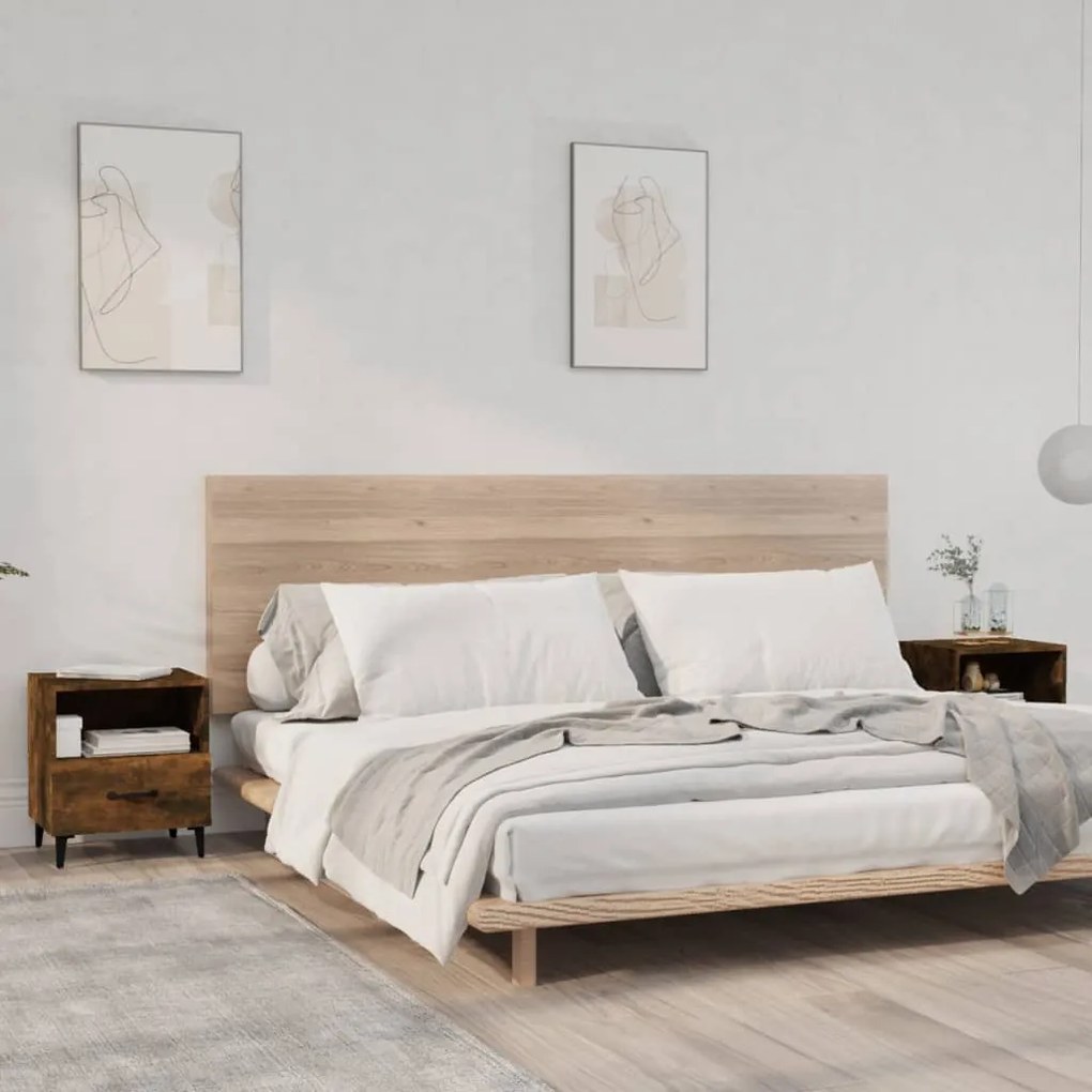 Comodini 2 Pz Rovere Fumo İn Legno Multistrato /
