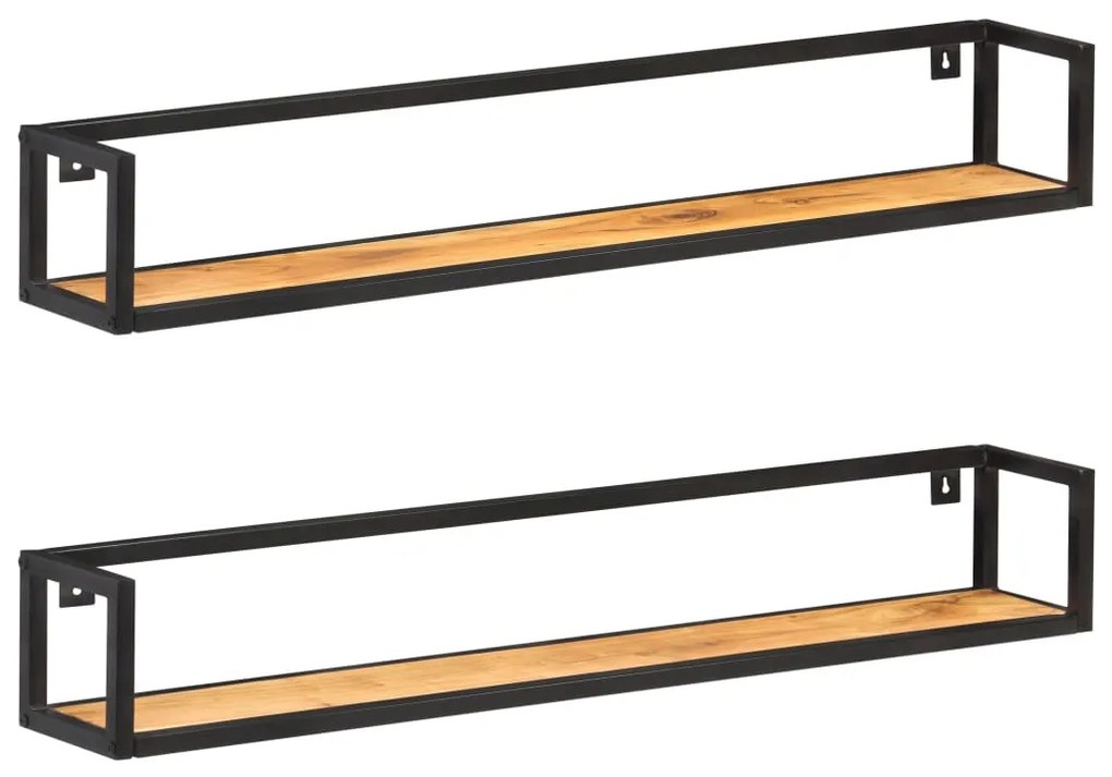 Mensole A Muro 2 Pz 120 Cm İn Legno Massello Di Acacia /