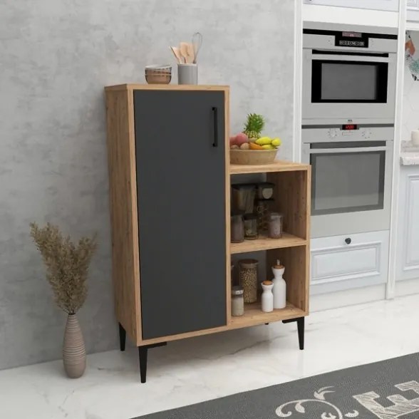 Mobile Da Cucina Multiuso Con Anta E Vani A Giorno Tea Rovere E Antracite