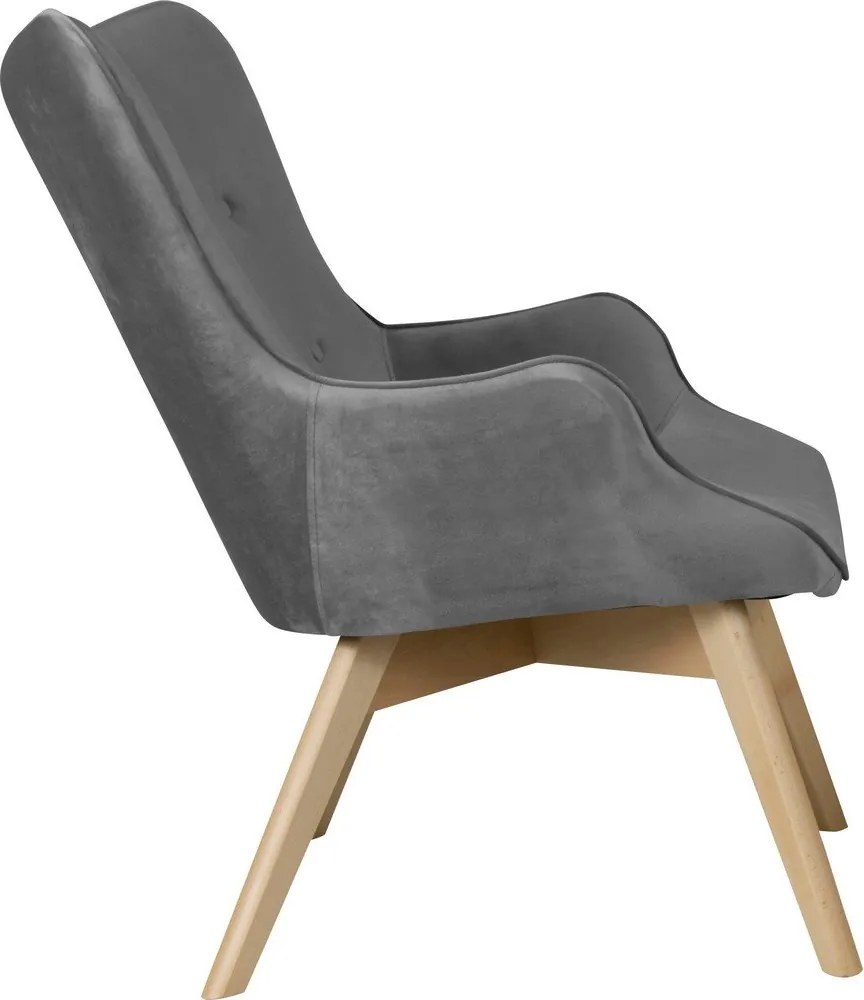 Poltrona grigia con rivestimento in velluto Niko – Ropez