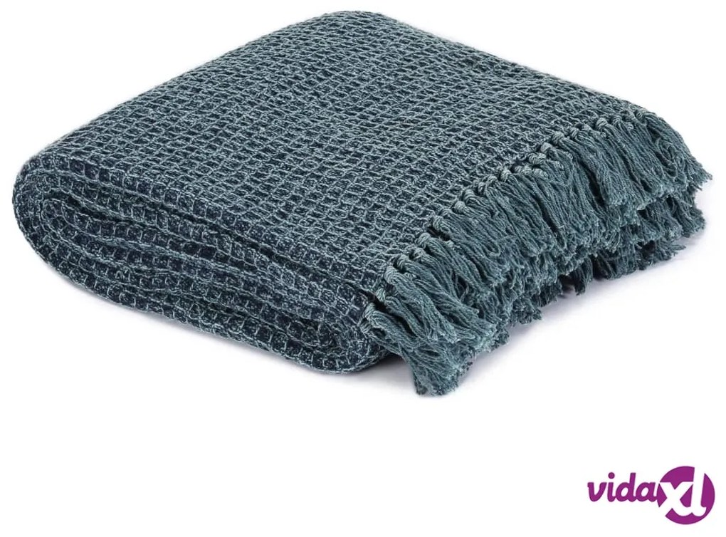 vidaXL Copriletto in Cotone 160x210 cm Indaco