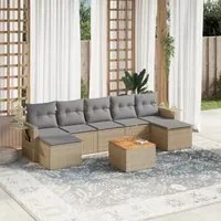 Set Divano da Giardino 8 pz con Cuscini Beige in Polyrattan 3224694