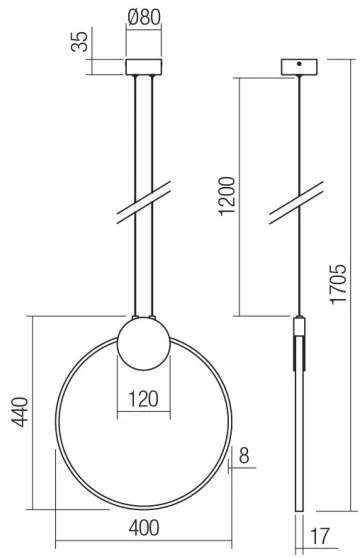 Redo 01-3106 - Lampadario LED a sospensione con filo ATOM LED/11W/230V diametro 40 cm