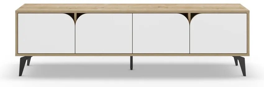 Tavolo TV in rovere decorato in bianco e naturale 180x51 cm Nola - Marckeric