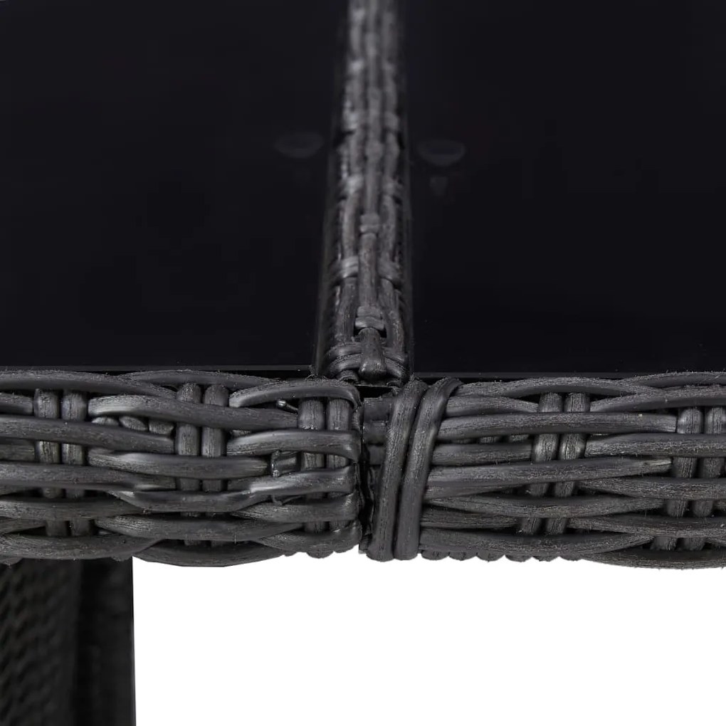 Tavolo da giardino nero 200x100x74 cm in vetro e polyrattan