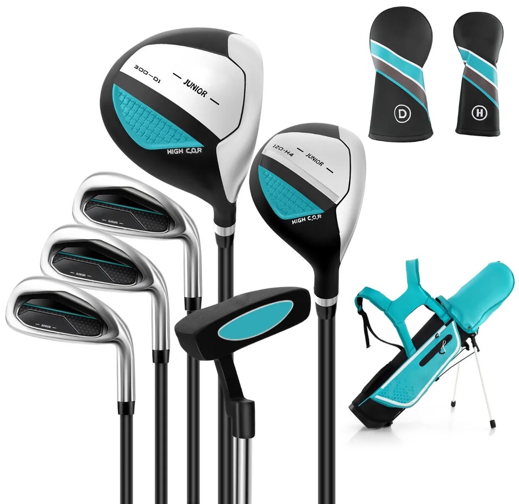 Costway Set mazze da golf completo per bambini 5-13 anni, Set allenamento golf con sacca fodera impermeabile driver 1 3 Colori 3 Dimensioni