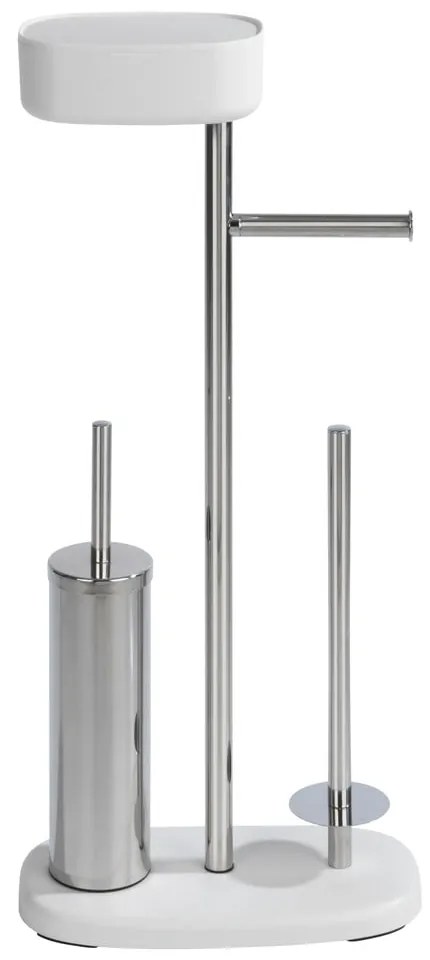 Porta carta igienica con spazzola in acciaio inox in bianco-argento Rivazza - Wenko