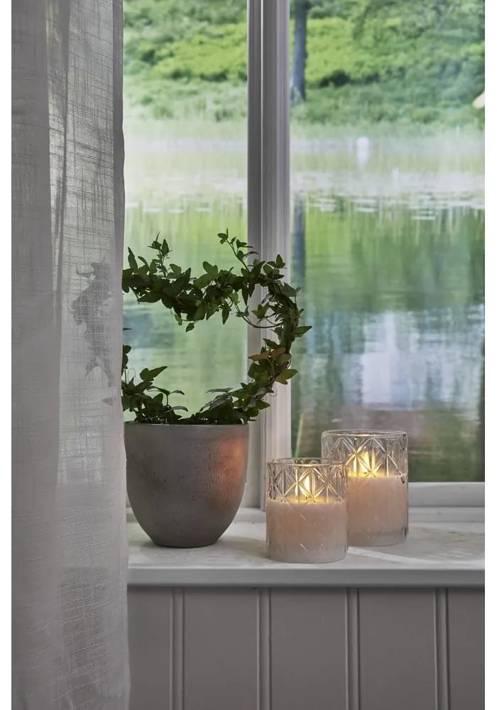 Candela di cera a LED bianca in vetro, altezza 12,5 cm Flamme Romb - Star Trading